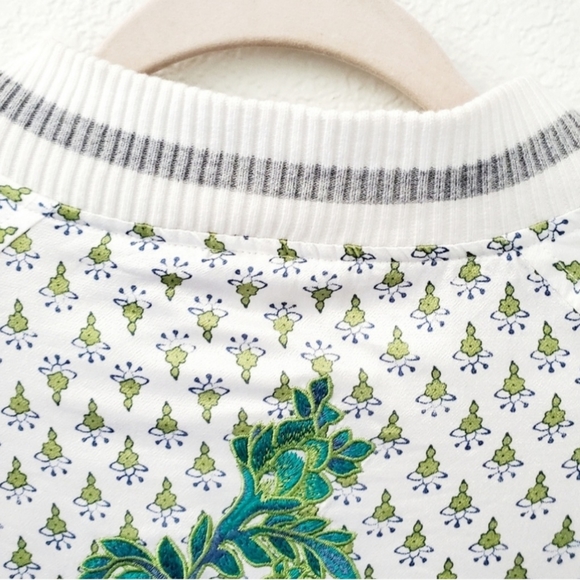 Anthropologie TINY Editions Amber Boho Floral Embroidered Bomber Jacket White SM - Picture 9 of 14